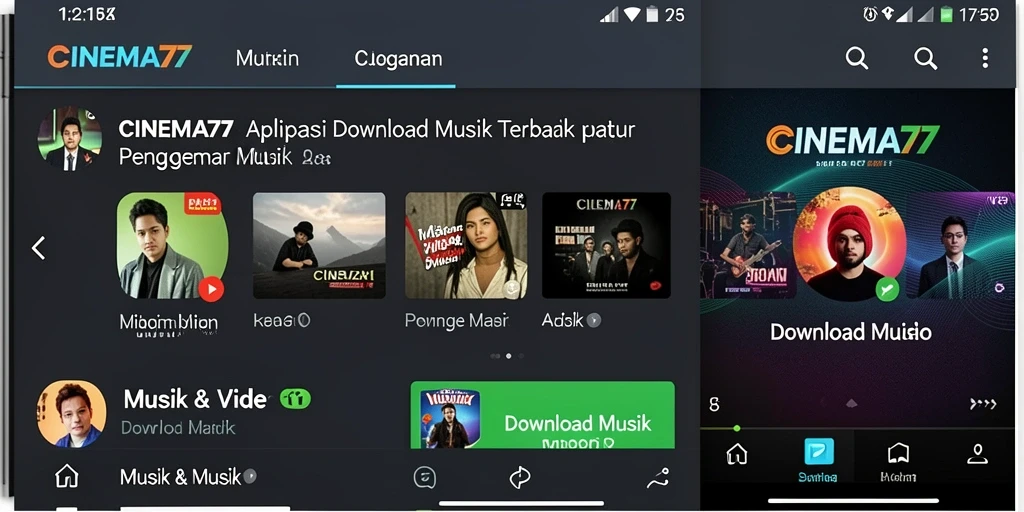 Tampilan antarmuka CINEMA77 untuk Download Musik yang intuitif.