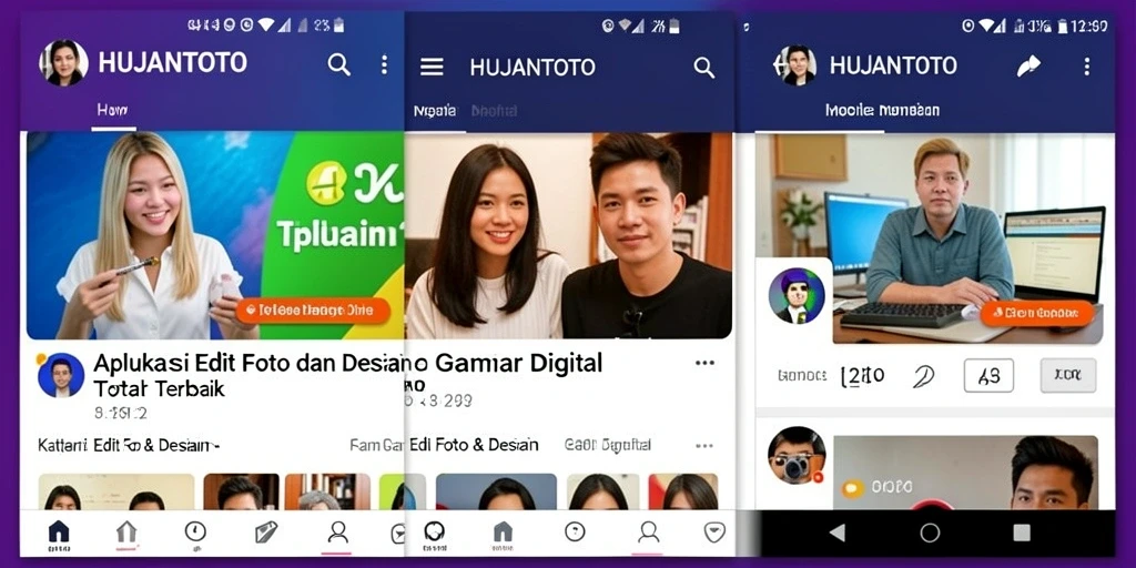 Antarmuka HUJANTOTO dengan berbagai fitur editing gambar digital.