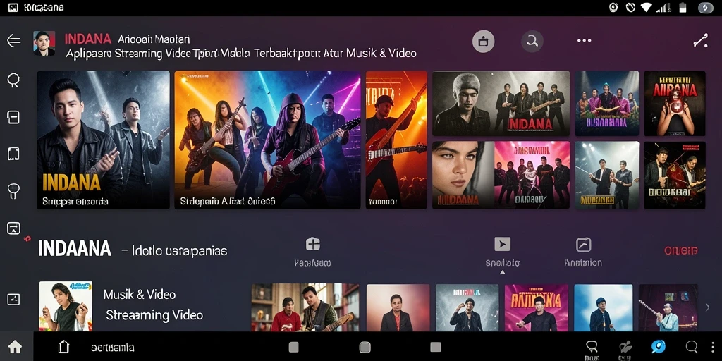Antarmuka aplikasi INDAAA yang menarik dan mudah diakses untuk streaming video.