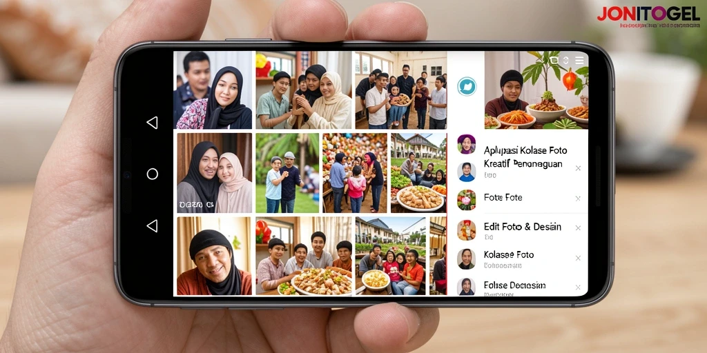 Tampilan antarmuka JONITOGEL saat membuat kolase foto.