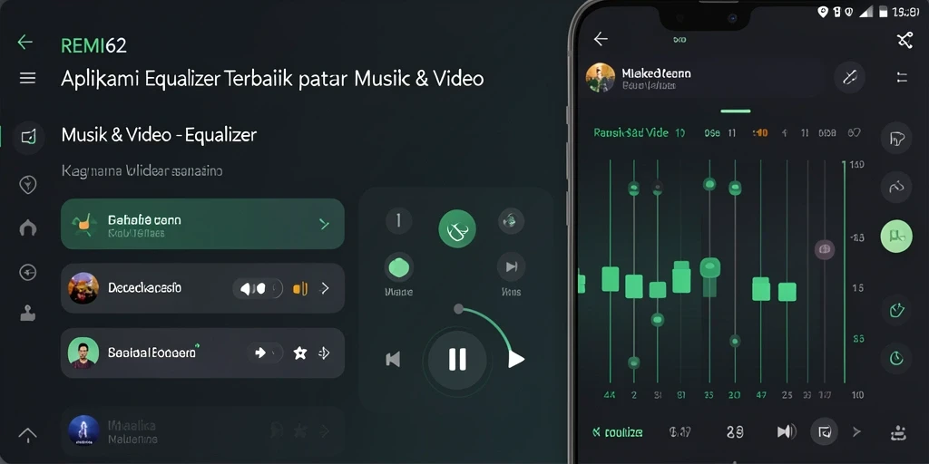 Antarmuka aplikasi REMI62 yang menampilkan fitur Equalizer.