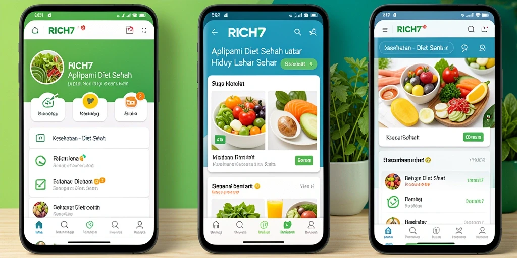Screenshot antarmuka RICH7 dengan fitur Diet Sehat.