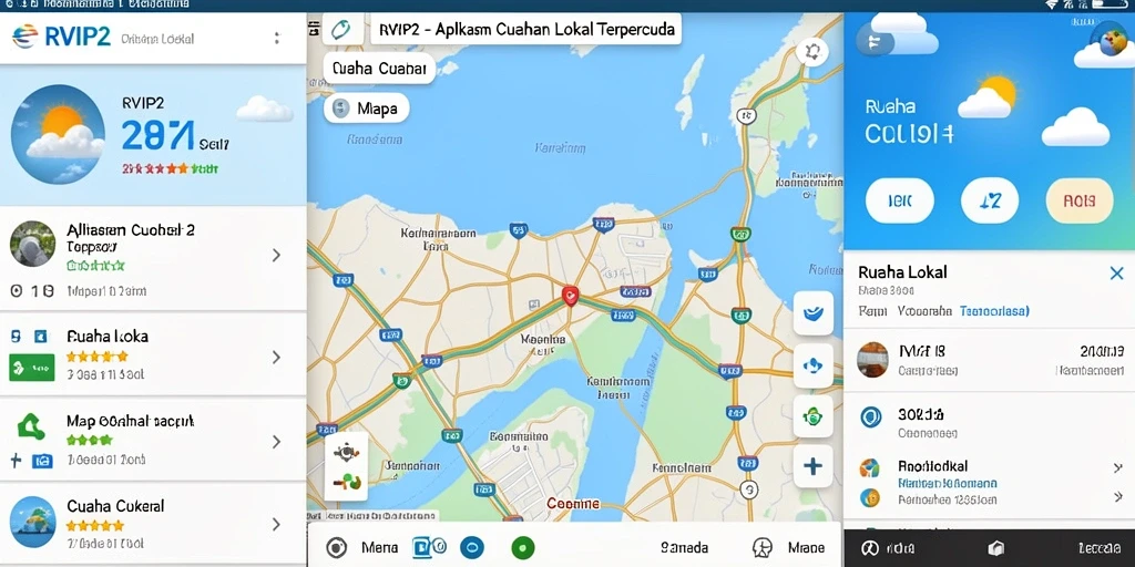 Antarmuka aplikasi RVIP2 menampilkan prediksi cuaca lokal yang jelas.
