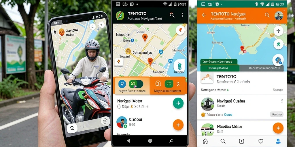 Antarmuka TENTOTO menampilkan peta navigasi motor yang jelas dan informatif.