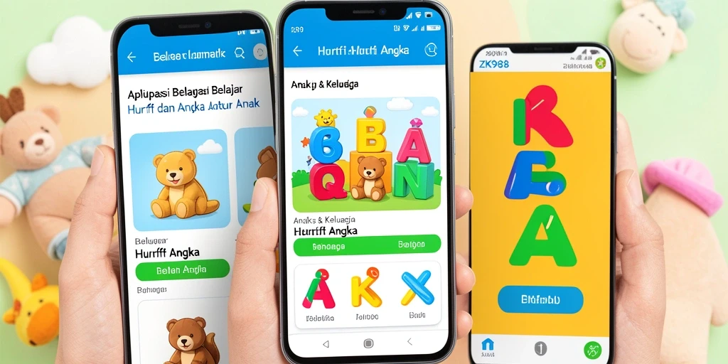 Antarmuka interaktif aplikasi Belajar Huruf Angka.
